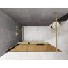 Mexen Kioto+ paroi de douche avec étagère Walk-in 140 x 200 cm, bronze 8 mm, or brossé - 800-140-121-55-32