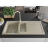 Mexen Andres évier en granit 1,5 bac avec égouttoir et robinet de cuisine Telma, beige - 6515-69-670200-69