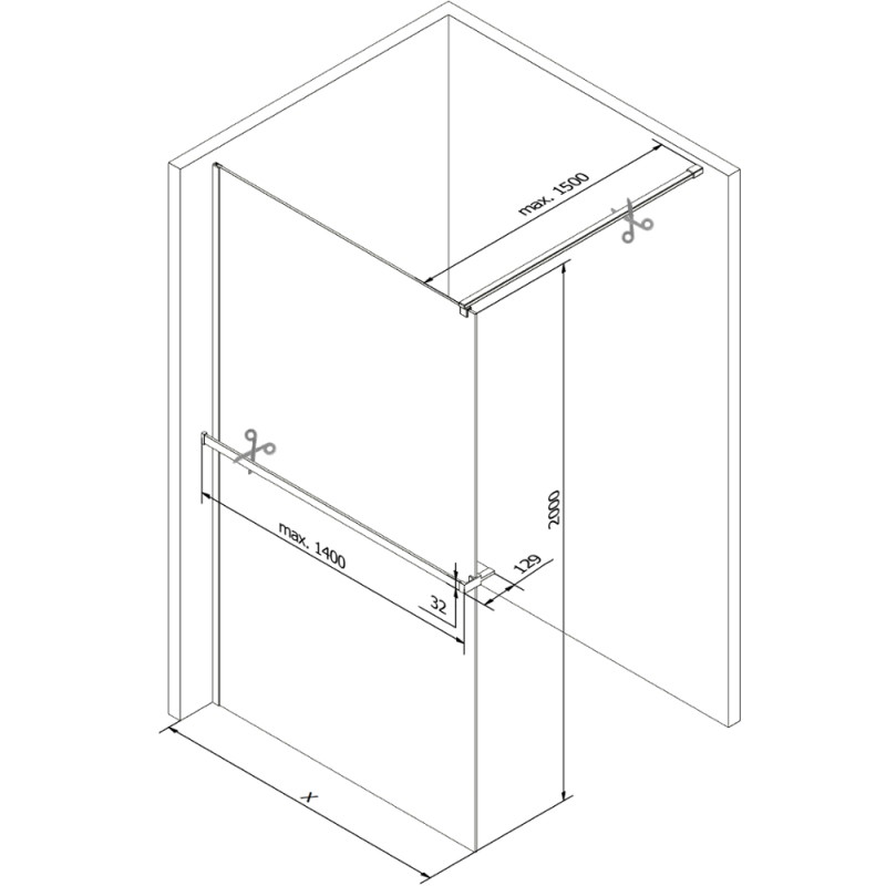 Mexen Kioto+ ścianka prysznicowa z półką Walk-in 80 x 200 cm, brąz 8 mm, różowe złoto - 800-080-121-60-32