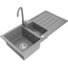 Mexen Andres granite sink 1.5-bowl with drainer and Telma kitchen tap, grey - 6515-71-670200-71