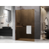 Mexen Kioto+ ścianka prysznicowa z półką Walk-in 130 x 200 cm, brąz 8 mm, różowe złoto - 800-130-121-60-32