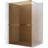 Mexen Kioto+ shower wall with shelf Walk-in 130 x 200 cm, brown 8 mm, rose gold - 800-130-121-60-32