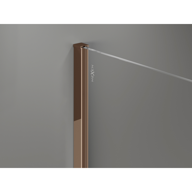Mexen Kioto+ ścianka prysznicowa z półką Walk-in 140 x 200 cm, brąz 8 mm, różowe złoto - 800-140-121-60-32