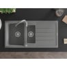 Mexen Andres évier en granit 1,5 bac avec égouttoir et robinet de cuisine Telma, gris - 6515-71-670200-71