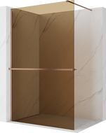Mexen Kioto+ ścianka prysznicowa z półką Walk-in 70 x 200 cm, brąz 8 mm, miedź szczotkowana - 800-070-121-65-32