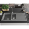 Mexen Andres lava-loiça de granito com 1,5 cubas com escorredor e torneira de cozinha Telma, cinza - 6515-71-670200-71