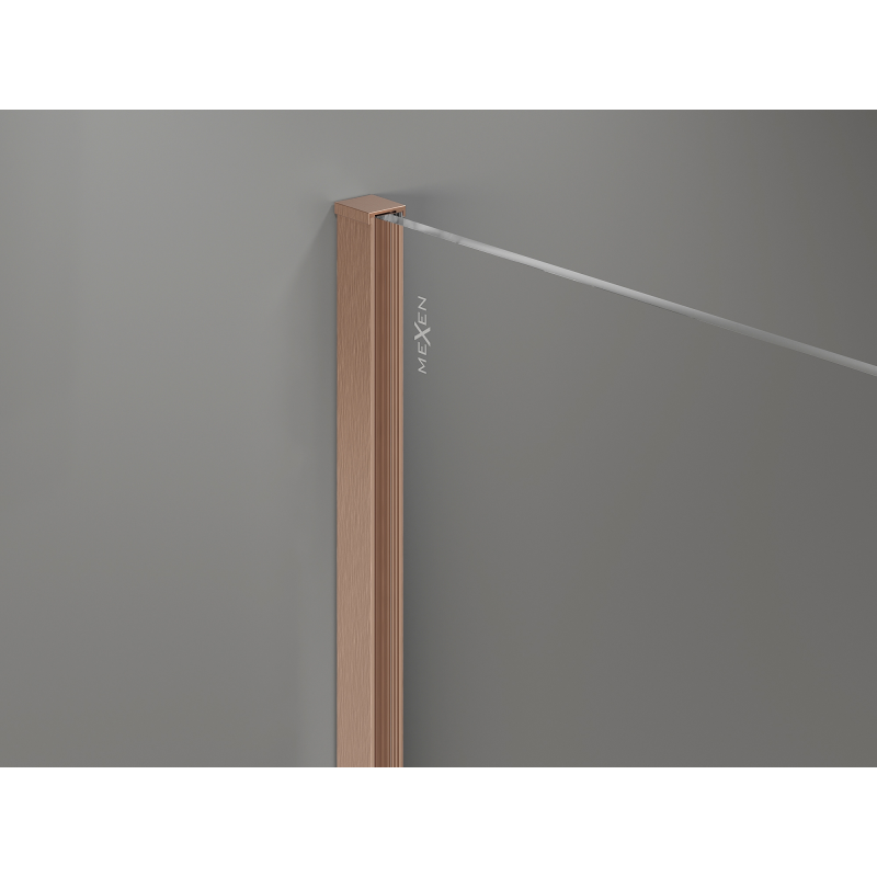 Mexen Kioto+ ścianka prysznicowa z półką Walk-in 100 x 200 cm, brąz 8 mm, miedź szczotkowana - 800-100-121-65-32