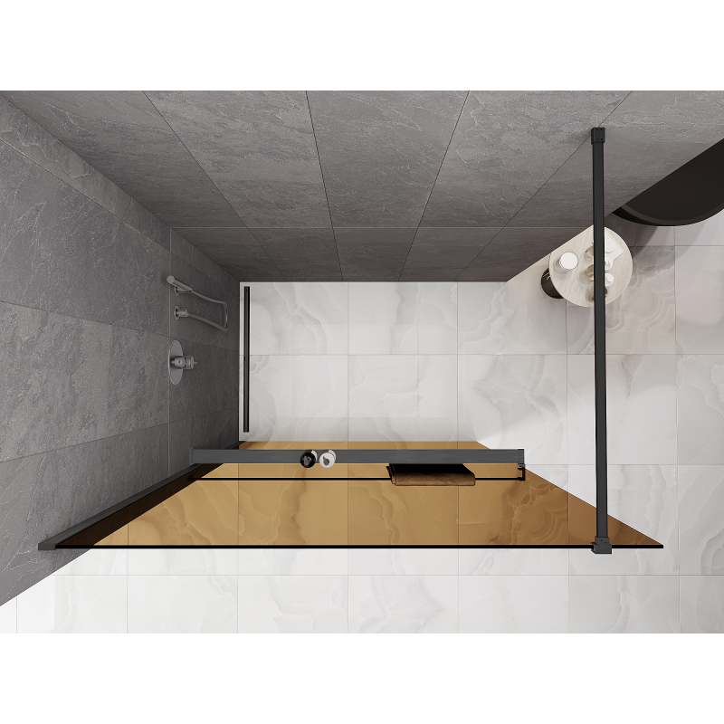 Mexen Kioto+ ścianka prysznicowa z półką Walk-in 70 x 200 cm, brąz 8 mm, gun gray szczotkowany - 800-070-121-66-32