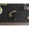 Mexen Pablo fregadero de granito de 1 seno con escurridor y grifo de cocina Duero, negro/plateado metalizado - 6510-73-671600-50