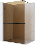 Mexen Kioto+ ścianka prysznicowa z półką Walk-in 80 x 200 cm, brąz 8 mm, czarna - 800-080-121-70-32