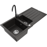 Mexen Andres graniittinen 1,5-altaan tiskiallas valutustasolla ja Telma-keittiöhanalla, musta/kultainen - 6515-75-670200-70