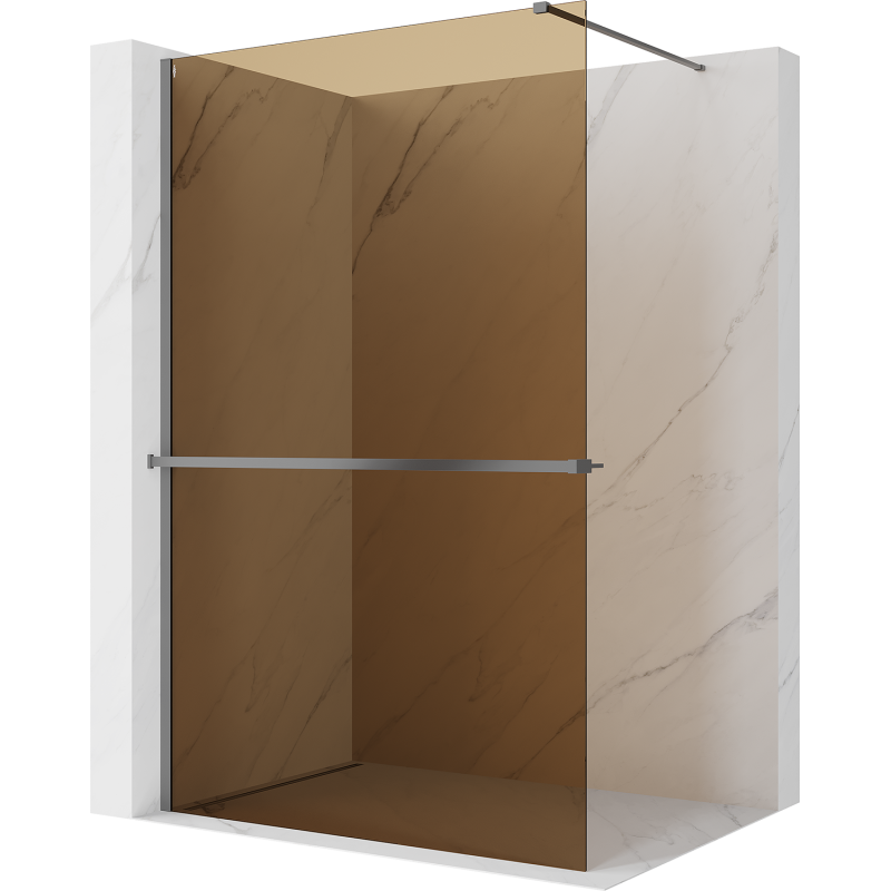 Mexen Kioto+ duschvägg med hylla Walk-in 80 x 200 cm, brons 8 mm, gun metal - 800-080-121-95-32