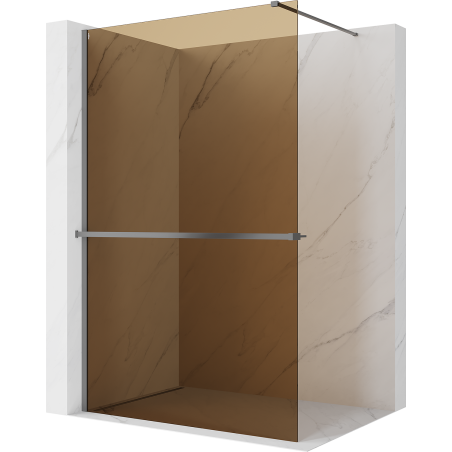 Mexen Kioto+ ścianka prysznicowa z półką Walk-in 80 x 200 cm, brąz 8 mm, gun metal - 800-080-121-95-32