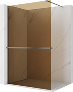 Mexen Kioto+ ścianka prysznicowa z półką Walk-in 120 x 200 cm, brąz 8 mm, gun metal - 800-120-121-95-32