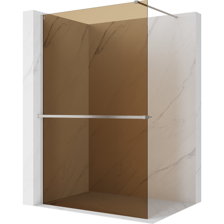 Mexen Kioto+ duschvägg med hylla Walk-in 70 x 200 cm, brons 8 mm, borstad nickel - 800-070-121-97-32
