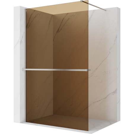 Mexen Kioto+ ścianka prysznicowa z półką Walk-in 70 x 200 cm, brąz 8 mm, nikiel szczotkowany - 800-070-121-97-32