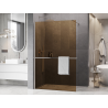 Mexen Kioto+ duschvägg med hylla Walk-in 70 x 200 cm, brons 8 mm, borstad nickel - 800-070-121-97-32