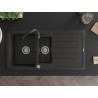 Mexen Andres fregadero de granito de 1,5 senos con escurridor y grifo de cocina Telma, negro/dorado - 6515-75-670200-70