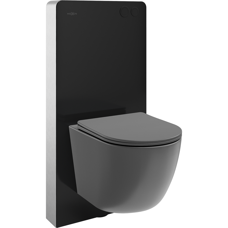 Mexen Lena WC-Unterputzset mit pneumatischem Tex Air G Rahmen, WC-Schüssel und Absenkautomatik, dunkelgrau matt
