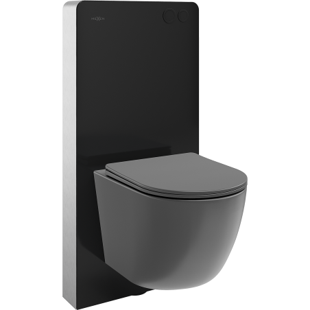 Mexen Lena WC Surface-Mounted Set with Pneumatic Frame Tex Air G with WC Bowl and Soft-Close Seat, Dark Gray Matte