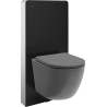 Mexen Lena conjunto de superficie WC armazón neumático Tex Air G con taza de WC y asiento de cierre suave, gris oscuro mate