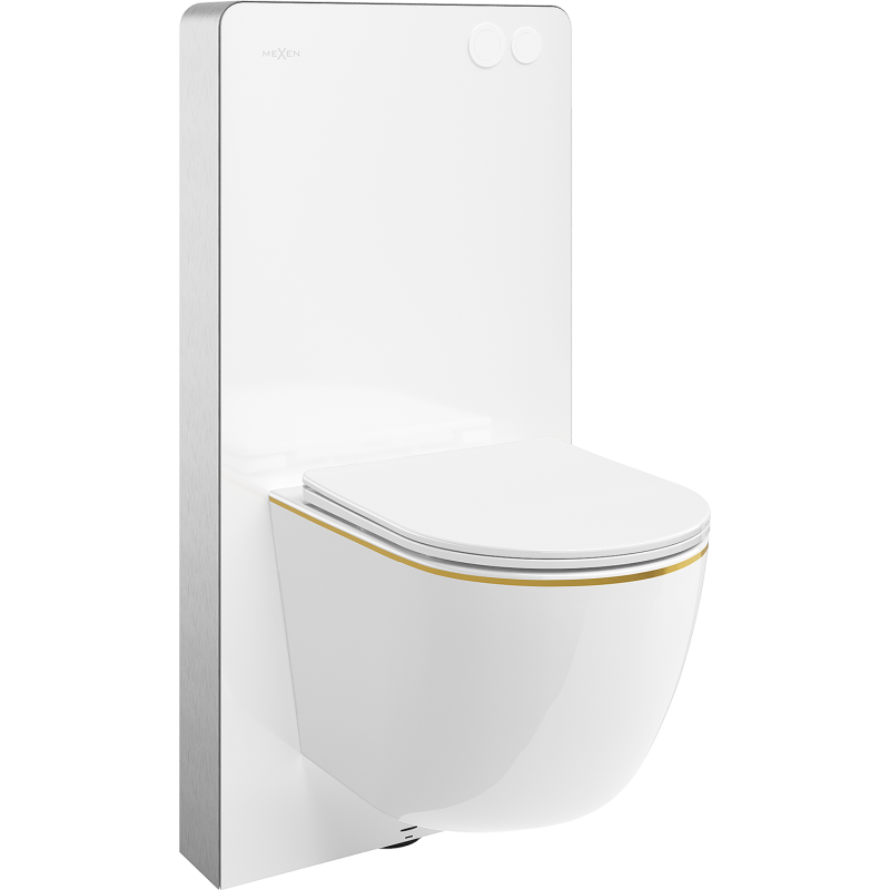 Mexen Lena Opbouw WC-set pneumatisch frame Tex Air G met WC-pot en soft-close zitting, wit/goud - 615030224005A-20