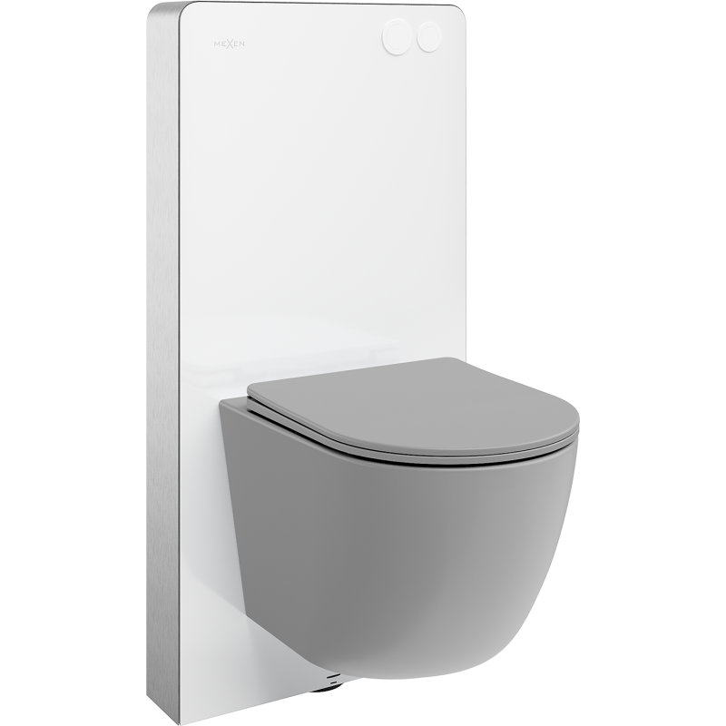 Mexen Lena ensemble sur châssis WC cadre pneumatique Tex Air G avec cuvette WC et abattant à fermeture lente, gris clair mat