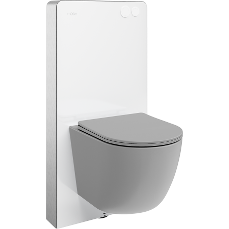 Mexen Lena conjunto embutido WC estrutura pneumática Tex Air G com sanita e assento de fechamento suave, cinza claro mate