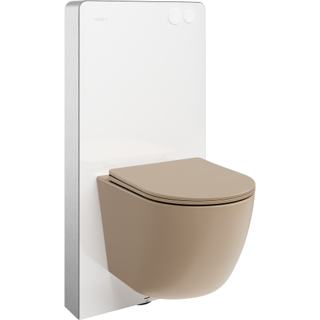 Mexen Lena nadzidni WC komplet s pnevmatskim okvirjem Tex Air G s WC školjko in počasno zapirajočo se desko, mat kapučino