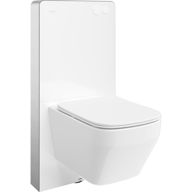 Mexen Riva peale paigaldatav WC komplekt Tex Air G pneumaatiline raam koos WC-potiga Tornado ja aeglaselt sulguva valge kaanega