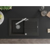 Mexen Pablo Granitspüle 1-becken mit Abtropffläche und Küchenarmatur Duero, schwarz/gold metallic - 6510-75-671600-00