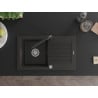 Mexen Pablo 1-bowl granite sink with drainer and Duero kitchen faucet, black/gold metallic - 6510-75-671600-70