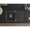 Mexen Pablo lavello in granito ad una vasca con scolapiatti e rubinetto da cucina Duero, nero maculato - 6510-76-671600-76