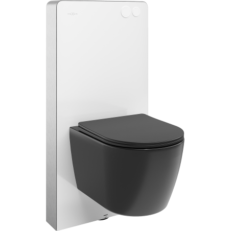 Mexen zestaw natynkowy WC stelaż pneumatyczny Tex Air G z miską WC Carmen i deską wolnoopadającą, czarny mat - 615030881085A-20