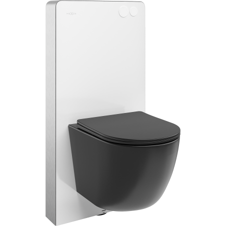 Mexen Lena Aufputz-WC-Set mit pneumatischem Rahmen Tex Air G mit WC-Schüssel und Softclose-Sitz, Schwarz Matt
