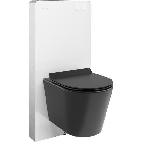 Mexen Rico Aufputz-WC-Set pneumatischer Rahmen Tex Air G mit WC-Schüssel Tornado und Soft-Close-Sitz, schwarz matt