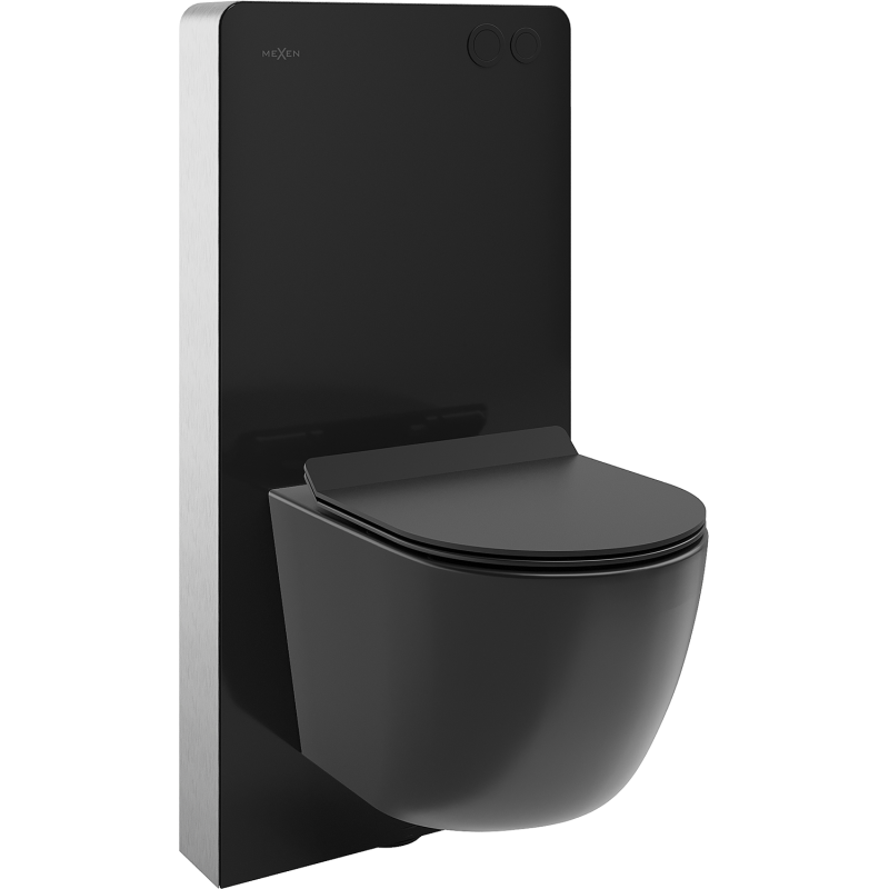 Mexen Lena Unterputz-WC-Set mit pneumatischem Tex Air G Rahmen, WC-Schüssel Tornado und Softclose-Sitz, schwarz matt