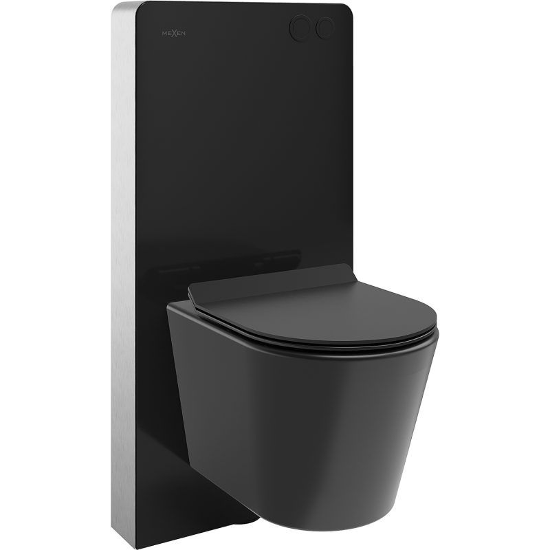 Mexen Rico aufsatzmontageset WC pneumatischer Rahmen Tex Air G mit WC-Schüssel Tornado und Soft-Close-Sitz, schwarz matt