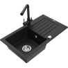 Mexen Pablo évier en granit 1 bac avec égouttoir et mitigeur de cuisine Duero, noir - 6510-77-671600-70