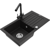 Mexen Pablo lavello in granito a 1 vasca con scolapiatti e rubinetto da cucina Duero, nero - 6510-77-671600-70