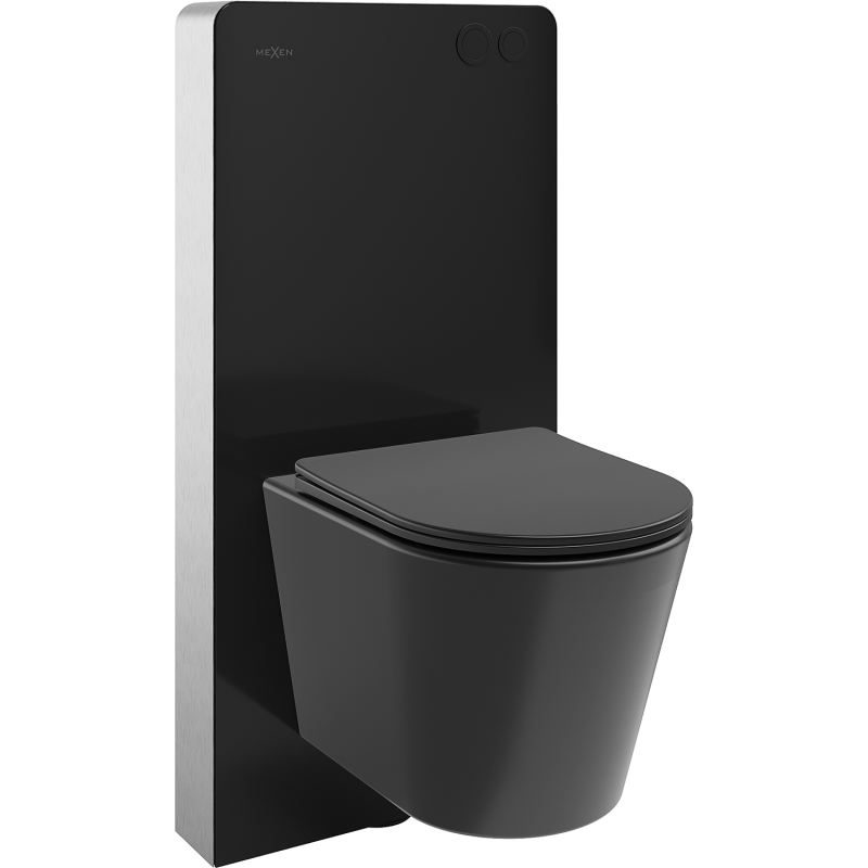 Mexen Rico ensemble mural WC châssis pneumatique Tex Air G avec cuvette WC et abattant à descente progressive, noir mat