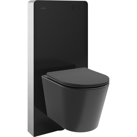 Mexen Rico pinnapealne WC komplekt Tex Air G pneumaatiline raam WC-torni ja aeglaselt sulguva istmega, must matt