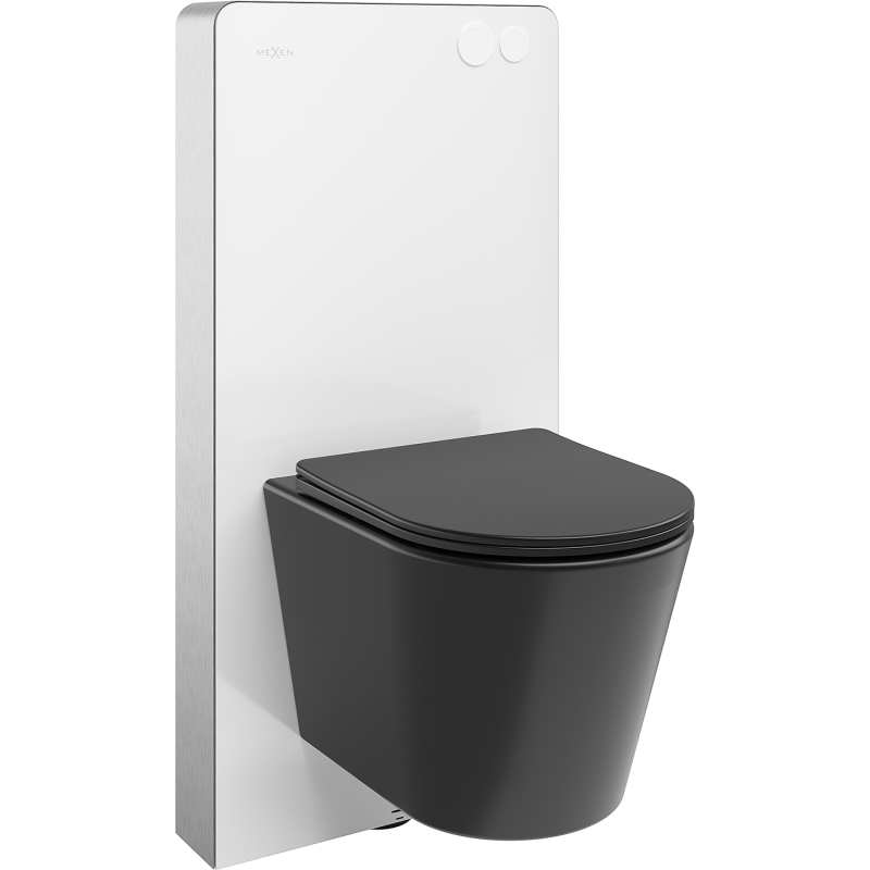 Mexen Rico Aufputzset WC pneumatisches Gestell Tex Air G mit WC-Schüssel Tornado und Soft-Close-Sitz, schwarz matt