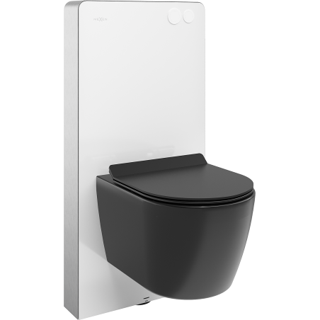 Mexen zestaw natynkowy WC stelaż pneumatyczny Tex Air G z miską WC Carmen i deską wolnoopadającą, czarny mat - 615030880185A-20