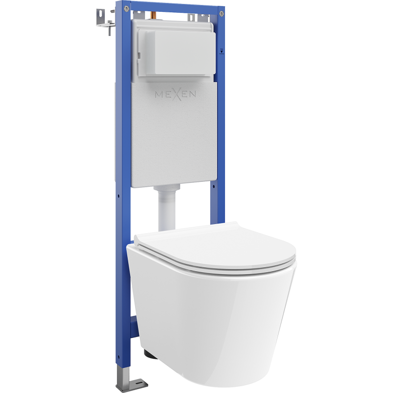 Mexen Rico WC-Unterputz-Set, schmaler, Eckrahmen Tex W mit WC-Schüssel und Soft-Close-Sitz, weiß - 610530720500