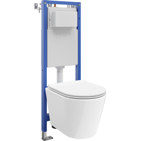 Mexen Rico inbouwset WC smal frame, hoek Tex W met hangend WC en soft-close zitting, wit - 610530720500