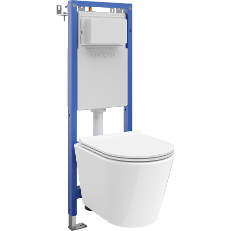 Mexen Rico υποτοίχειο σετ WC σκελετός στενός, γωνιακός Tex W με λεκάνη WC και