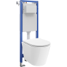 Mexen Rico WC-Unterputz-Set, schmaler, Eckrahmen Tex W mit WC-Schüssel und Soft-Close-Sitz, weiß - 610530720500