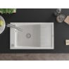 Mexen Elias 1-bowl granite sink with drainer and Duero kitchen faucet, white - 6511-20-671600-00