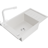 Mexen Elias fregadero de granito de 1 cubeta con escurridor y grifo de cocina Duero, blanco - 6511-20-671600-20